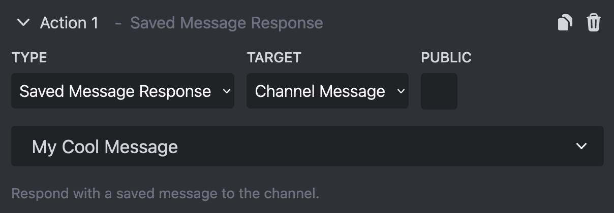 Action Saved Message Response